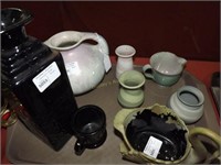 Pottery Vases, Dbl Handled Vase, & Frankoma Square