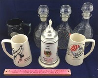 Glass Decanters, Beer Stein, Vintage Mugs