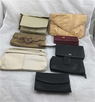 Lot of 8 Mostly Leather Clutches and wallets