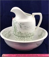 Old Ceramic Wash Basin - Large Pitcher and Bowl