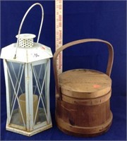 Small Firkin bucket and candle lantern