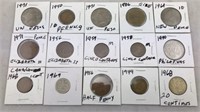 15 Mid Century Foreign Coins