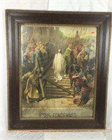 Large Framed Lithograph - Jesus Condemned