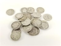 QTY 30 UNSEARCHED BARBER SILVER DIMES