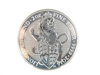 2016 1 OZ SILVER BULLION LION ENGLAN 5 POUNDS