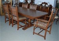 Antique Oak Dining Table & 6 Chairs