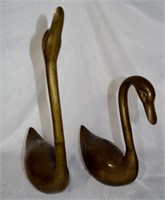 Pair Brass Swans 14"