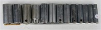 (13) Assortment of sockets from sizes 9/16" to