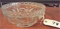 large old early heavy pressed glass bowl 9.5"
