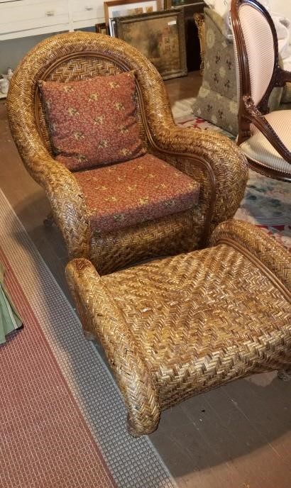 Wicker Chair & Ottoman