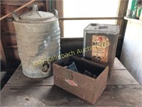 Galvanized water cooler & fishing Tackle