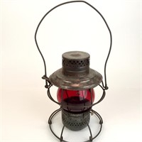Vintage RR Lantern Marked N.Y.C.S. Red Globe