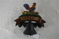 NEW CAST IRON WELCOME BELL WITH ROOSTER