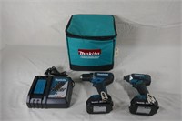 MAKITA 3PC 18V LITHIUM ION DRILL SET IN SOFT CASE