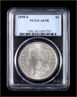 1888-S Morgan Silver Dollar AU58 PCGS Graded