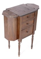 Early Walnut Sewing Periodical End Table 19th C.