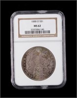1888-O Toned Morgan Silver Dollar MS62 NGC Graded