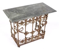 Wrought Iron & Green Marble Entryway Table