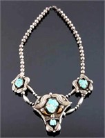 Navajo Old Pawn Turquoise and Claw Necklace