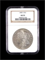 1885-S Morgan Silver Dollar AU55 NGC Graded