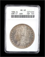 1886-P Morgan Silver Dollar MS63 ANACS Graded VAM