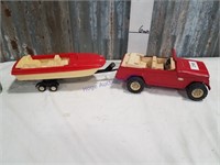 Jeepster w/ boat and trailer
