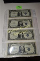 GROUP OF 4 SERIES 1957B $1.00 SILVER CERTIFICATE