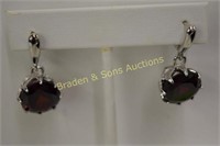 LADIES STERLING SILVER AND RED GARNET