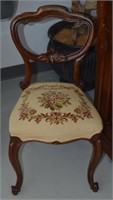 Antique Balloon Back Chair - Needlepoint Seat