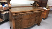 Antique sideboard with shelf and mirror