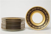 Hutschenreuther Cobalt & Raised Gold Dinner Plates