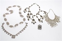 Silvered & Silver Jewelry Items & Match Safe
