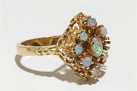 Opal & 14K Gold Cluster Ring