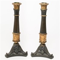 Neoclassical Candlesticks, Bronze & Ormolu, Pair