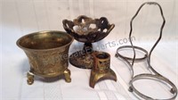 Assorted vintage brass, cast iron and silver