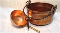 Vintage copper cookware cauldron 10" x 6" and