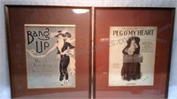 2 17" x 21" framed piano music Bang Up March