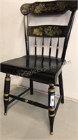 Black Hitchcock style chair with gold trim