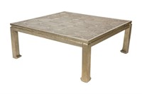 Asian Modern Silver Wrapped Large Coffee Table