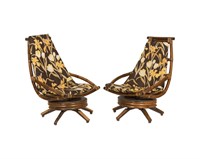 Rattan Swivel Chairs - Pair