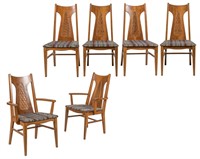 Brasilia Style Walnut Dining Chairs - Six