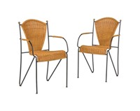 Umanoff Style Wicker and Iron Chairs - Pair