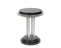 Chrome, Lacquer and Glass Deco End Table