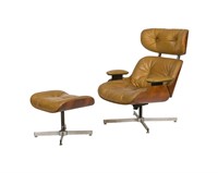 Selig Eames Style Chair and Ottoman - Signed