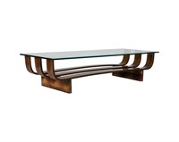 Bent Rosewood and Glass Coffee Table
