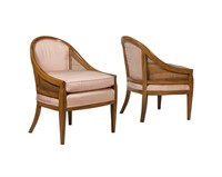 Mid Century Cane Barrel Chairs - Pair