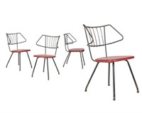 Mid Century Iron Kitchen Chairs - Four