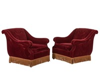 Art Deco Mohair Lounge Chairs - Pair