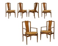 Young Manufacturing Walnut Sculpted Chairs - Six