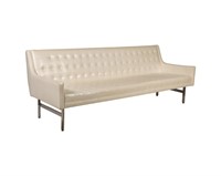 Milo Baughman Style Tufted White Sofa